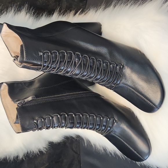 Vero Cuoio Shoes - Vero Cuoio Vintage Black Leather Lace Up Boots Size 7.5